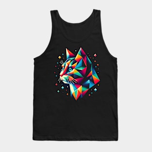 Geometric Cat  An Abstract Artwork Colorful Design Tank Top